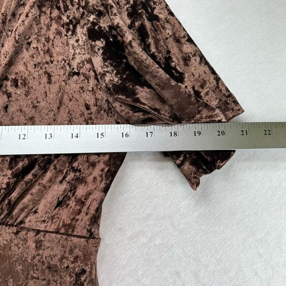 Free People Jumpsuit XS Night Fever Velvet Plunge Flutter Sleeve Wide Leg Brown - Picture 11 of 15